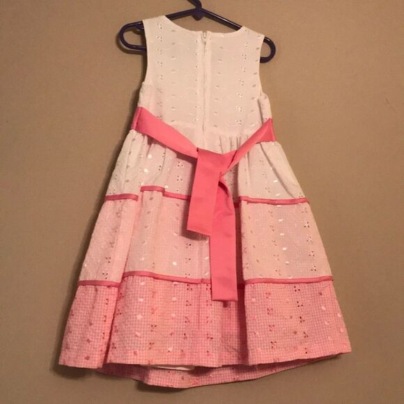 Jessica Ann Pink & White Eyelet Dress - Sz 5 - Picture 6 of 7